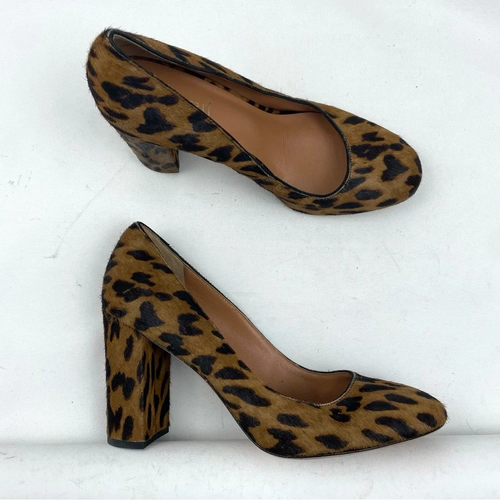 J.McLaughlin Mila Block Heel Leopard Print Calf Hair Heels – Size 9